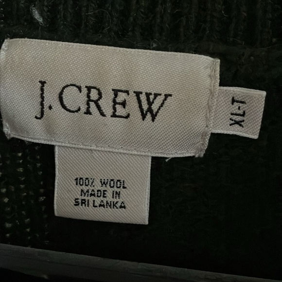 J Crew wool pullover sweater crew neck green tan lightweight grandpa Y2K XL - Picture 3 of 6